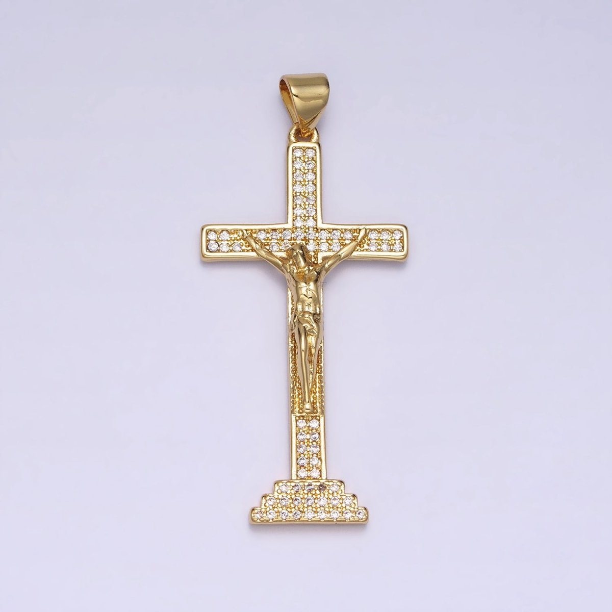 24K Gold plated Cross Pendant | Jesus Crucifix Pendant | Religious Cross Charm Necklace AA252 AA253
