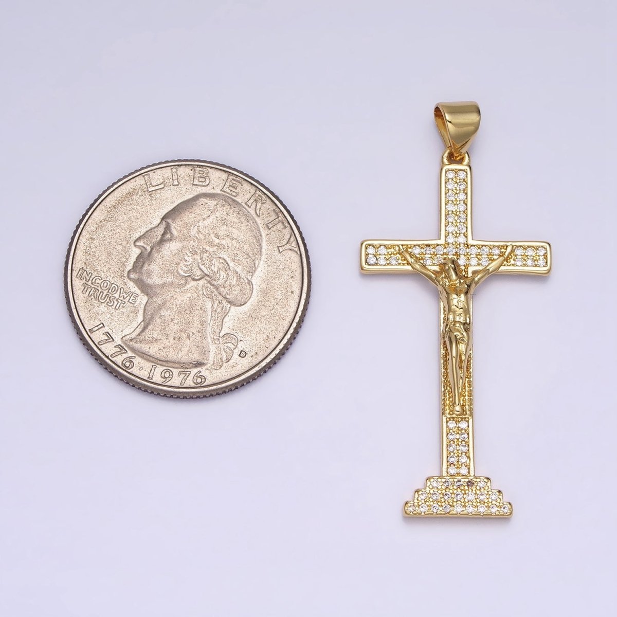 24K Gold plated Cross Pendant | Jesus Crucifix Pendant | Religious Cross Charm Necklace AA252 AA253