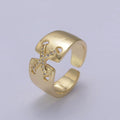 24K Gold plated Cross X Ribbon Tied Ring, Thick Statement Gold & Silver Open Adjustable Ring U-533 U-534
