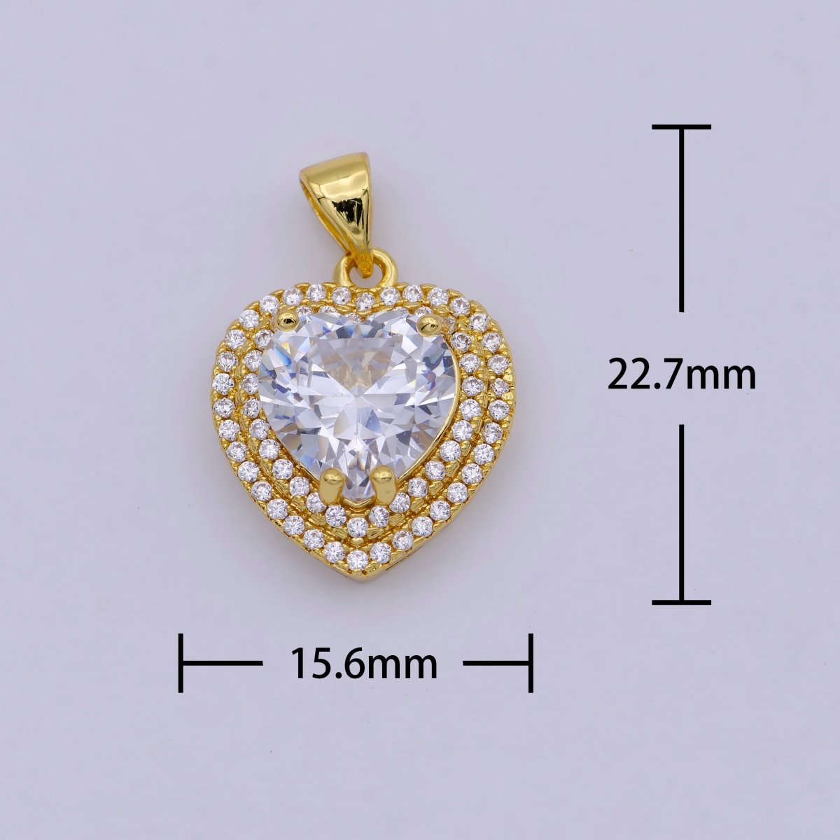 24K Gold plated Crystal Heart Pendants I-733 - DLUXCA