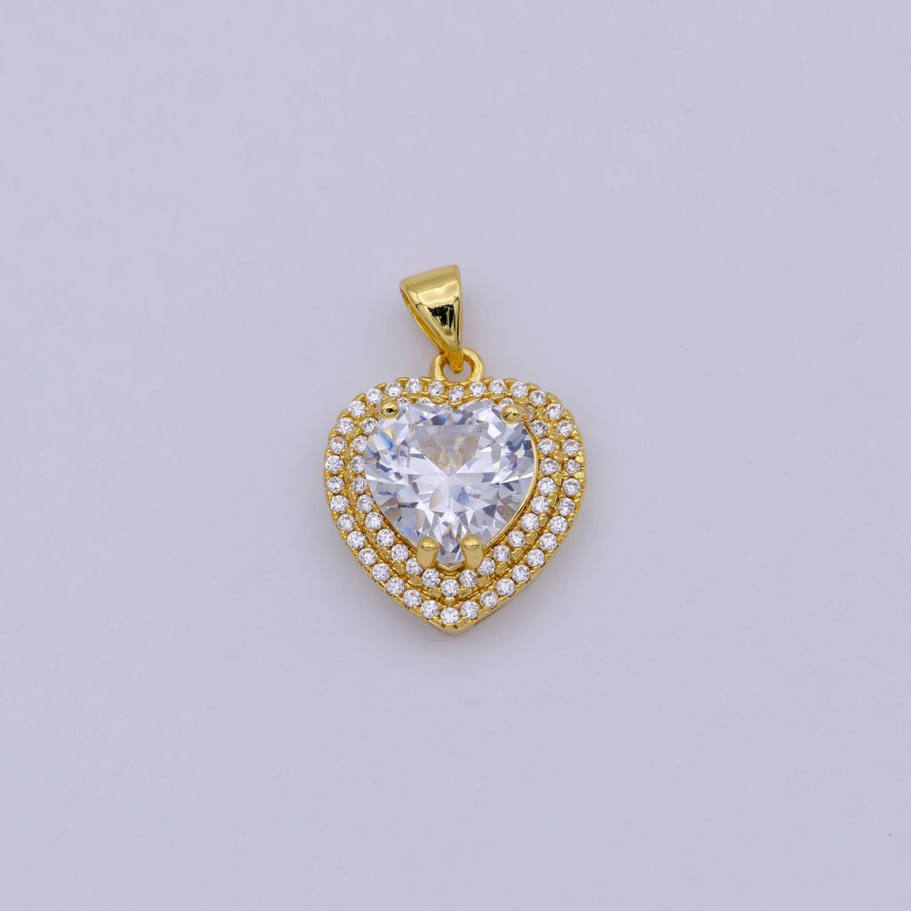 24K Gold plated Crystal Heart Pendants I-733 - DLUXCA