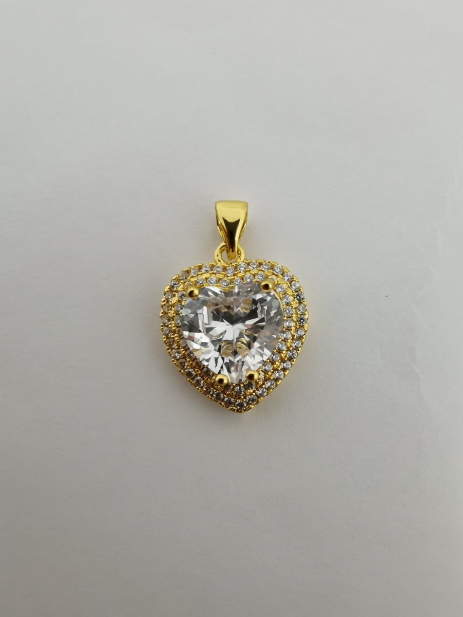 24K Gold plated Crystal Heart Pendants I-733 - DLUXCA