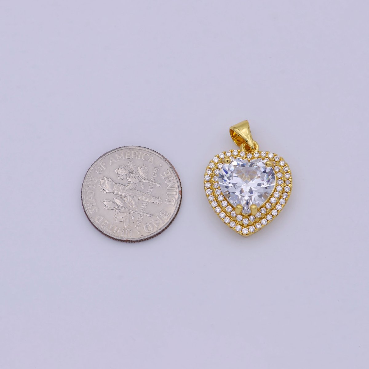 24K Gold plated Crystal Heart Pendants I-733 - DLUXCA