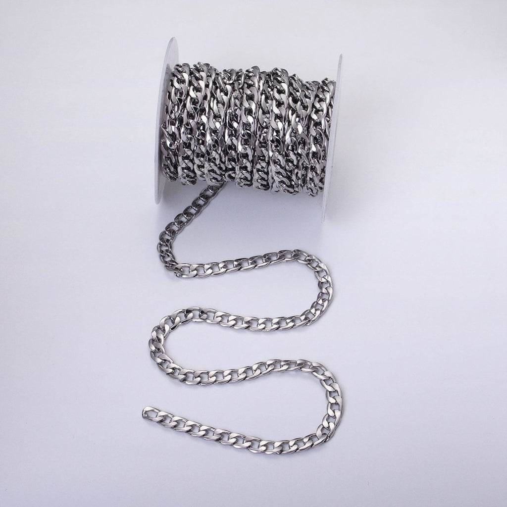 24k Gold plated Cuban Curb Chain 7.5mm Unfinished Unisex Curb Link Chain by Yard Wholesale Jewelry Making Supplies | ROLL-1283 ROLL-1284 Clearance Pricing - DLUXCA