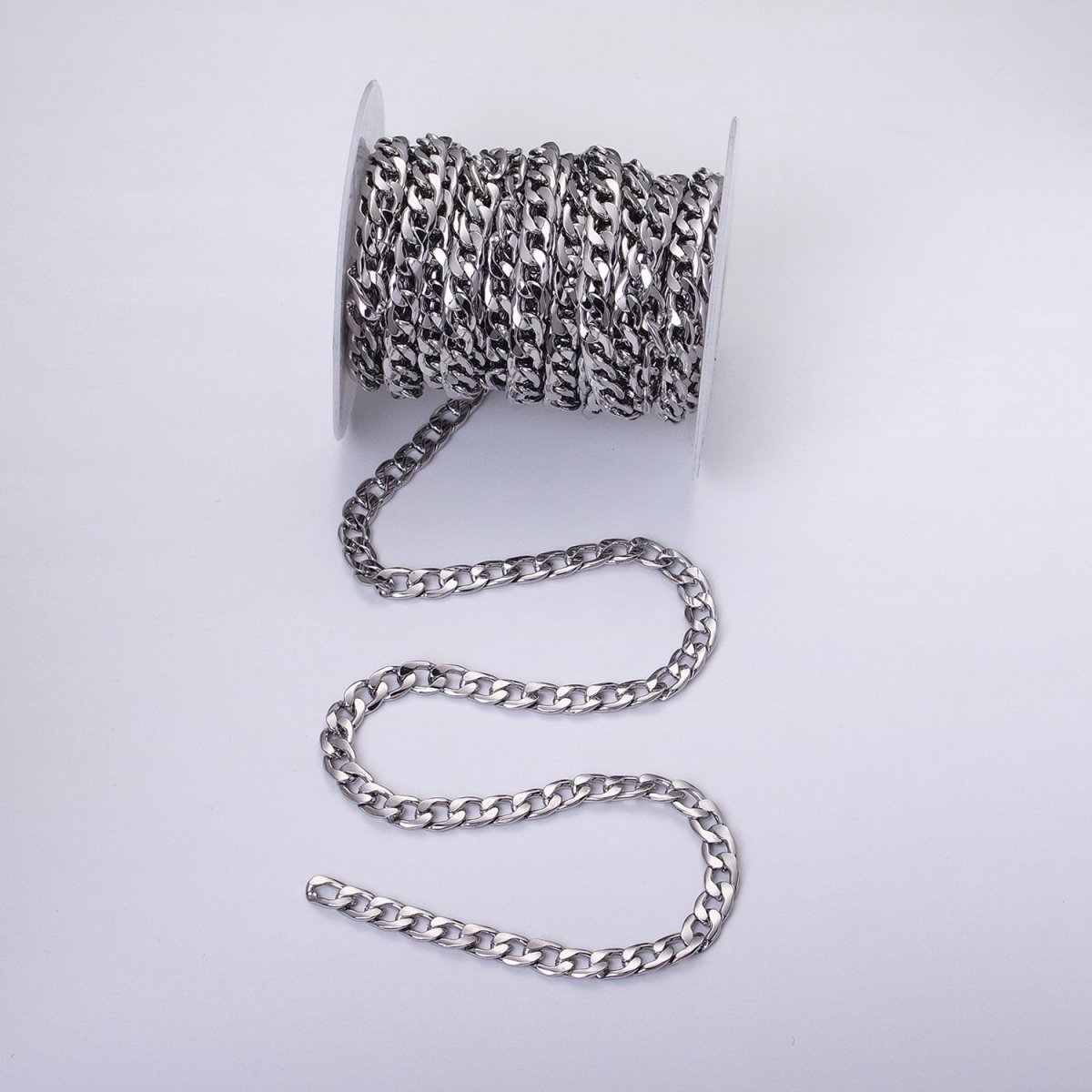 24k Gold plated Cuban Curb Chain 7.5mm Unfinished Unisex Curb Link Chain by Yard Wholesale Jewelry Making Supplies | ROLL-1283 ROLL-1284 Clearance Pricing - DLUXCA