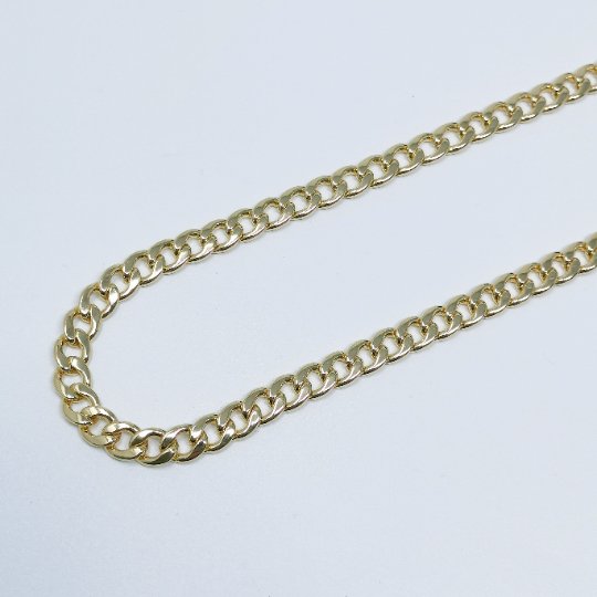 24K Gold plated Cuban CURB Chain by Yard, Cuban Link Chain for Necklace Bracelet Anklet Supply, 10.1X8mm Wide Chain For Jewelry Making | ROLL-391 Clearance Pricing - DLUXCA