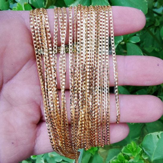 24K Gold plated Cuban Curb Link Chain, 17.4 Inch Gold Curb Necklace, Dainty 2.6mm Curb Necklace w/ Lobster Clasps | CN-934 Clearance Pricing - DLUXCA