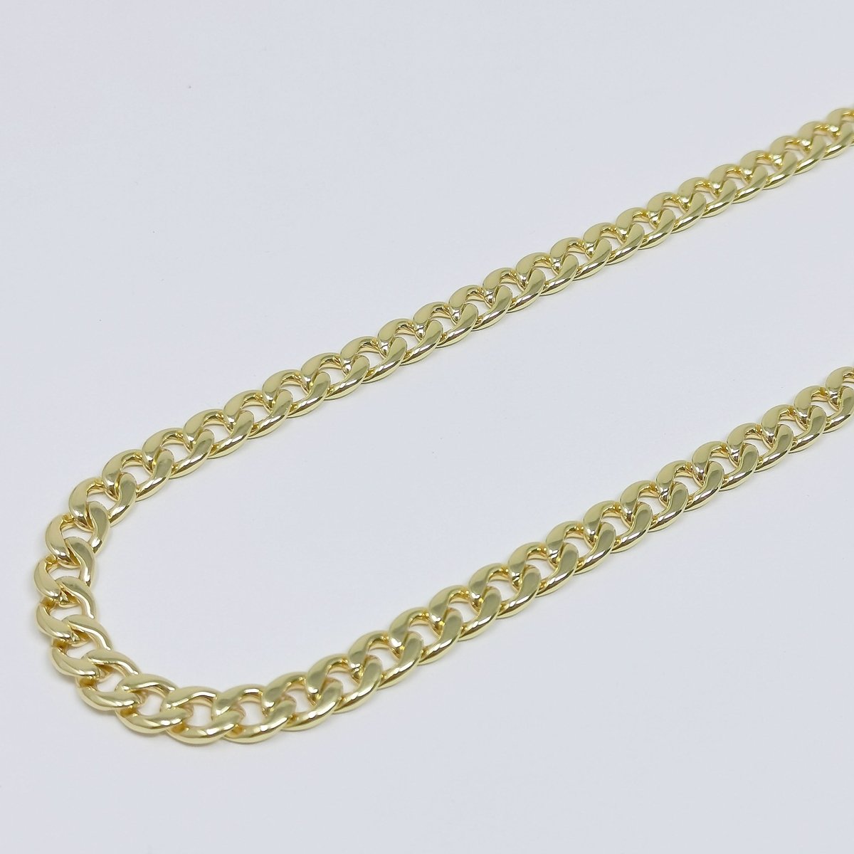 24K Gold plated Cuban CURB Link Chain By Yard, Miami Roll Chain For Jewelry Making, Width 6.7mm | ROLL-361 Clearance Pricing - DLUXCA