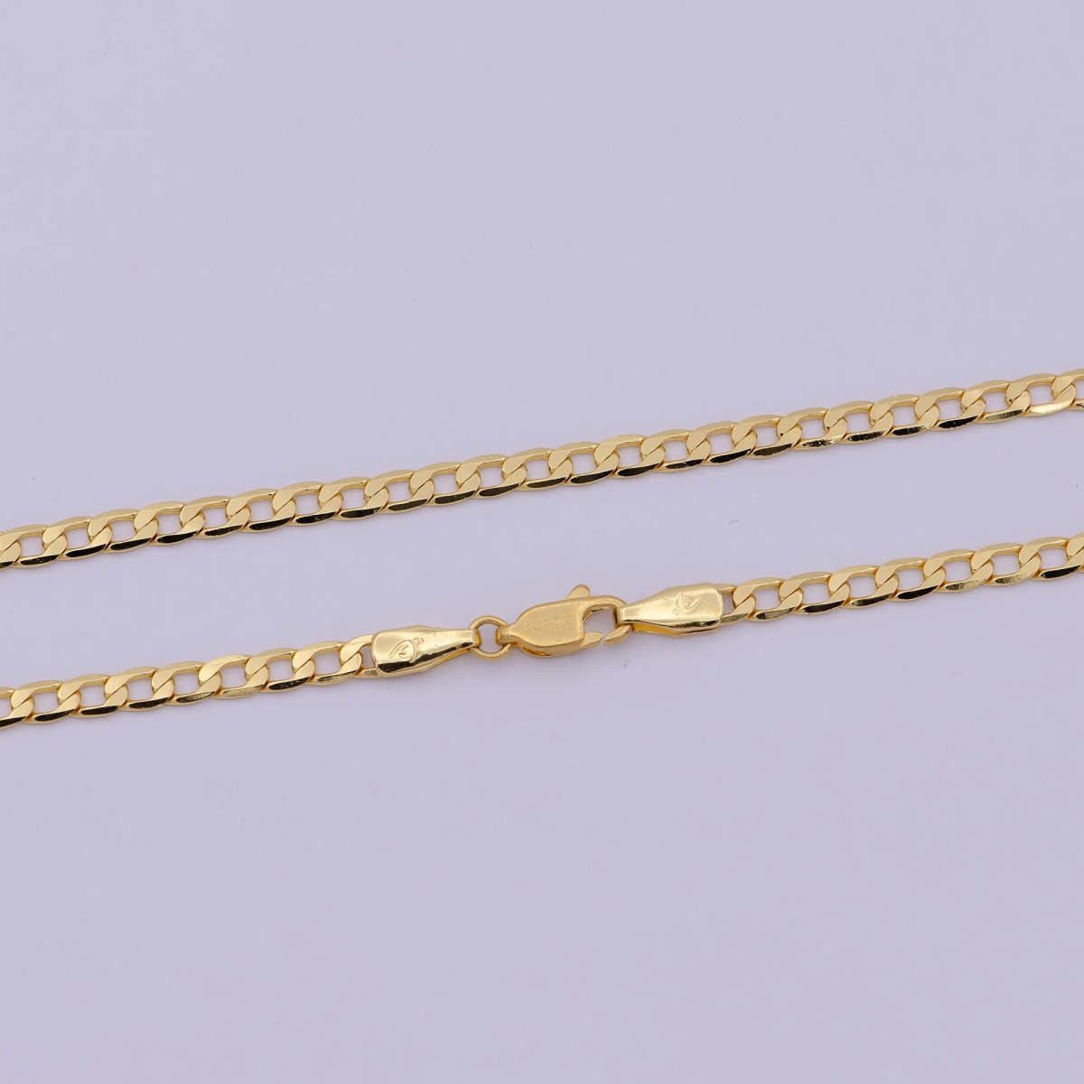 24K Gold plated Cuban Link Chain Necklace 18 inch Miami Cuban, 3.2mm Gold Chain, Curb Link, Men Women Chain Necklaces | WA-523 Clearance Pricing - DLUXCA
