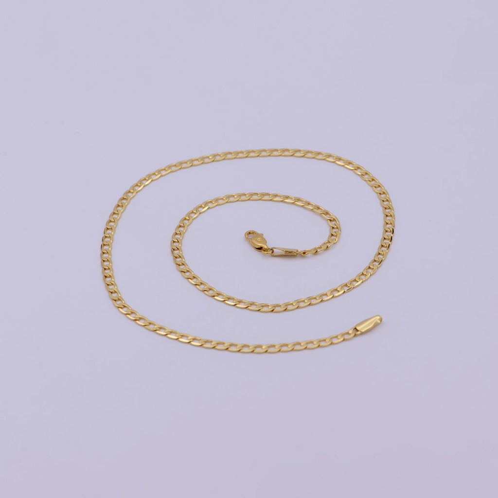 24K Gold plated Cuban Link Chain Necklace 18 inch Miami Cuban, 3.2mm Gold Chain, Curb Link, Men Women Chain Necklaces | WA-523 Clearance Pricing - DLUXCA
