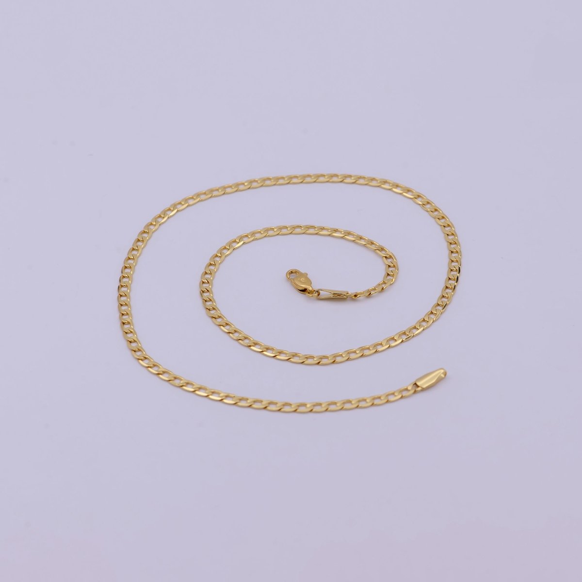 24K Gold plated Cuban Link Chain Necklace 18 inch Miami Cuban, 3.2mm Gold Chain, Curb Link, Men Women Chain Necklaces | WA-523 Clearance Pricing - DLUXCA