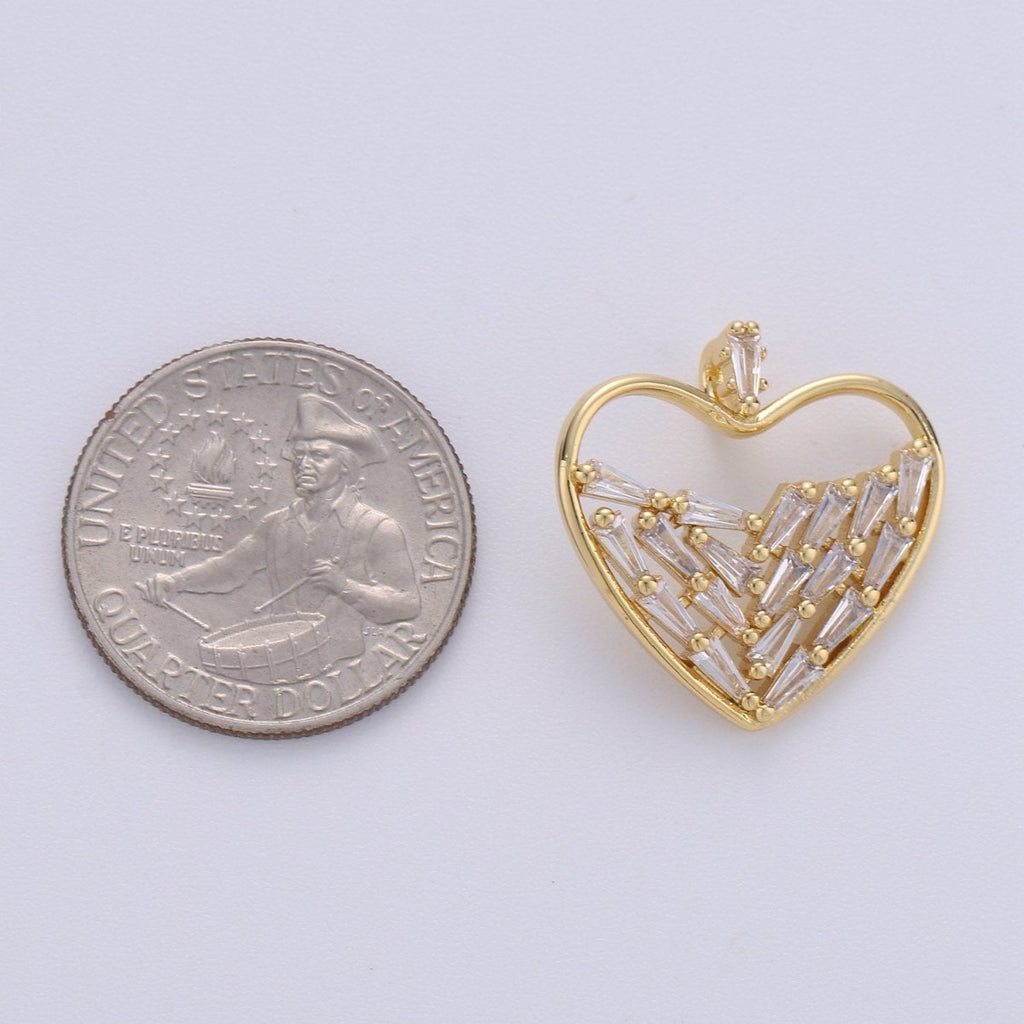 24k Gold plated Cubic heart charms Gold Star Charm Celestial Jewelry Making Supply I-703 - DLUXCA