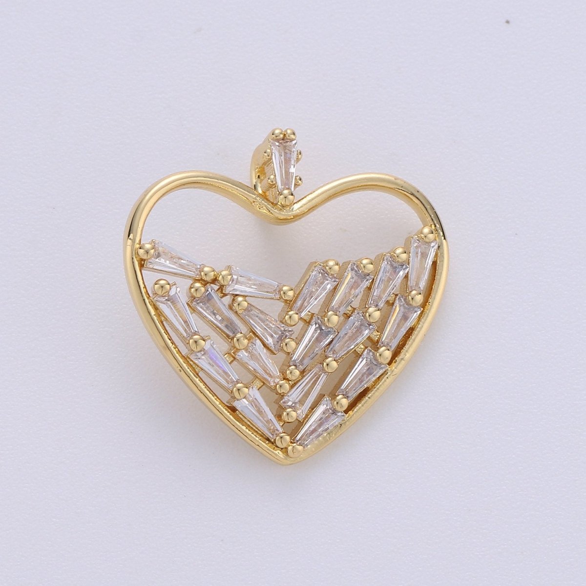 24k Gold plated Cubic heart charms Gold Star Charm Celestial Jewelry Making Supply I-703 - DLUXCA