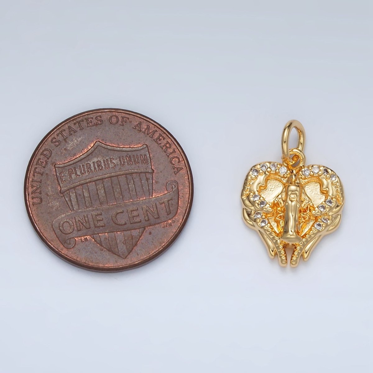 24K Gold plated Cubic Zirconia Molten Heart Charm | M - 854 - DLUXCA