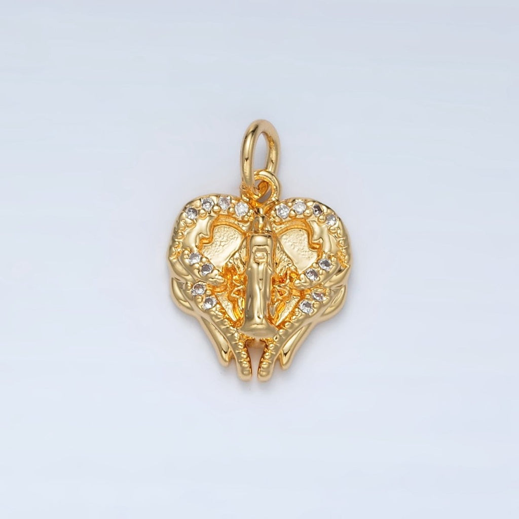24K Gold plated Cubic Zirconia Molten Heart Charm | M - 854 - DLUXCA