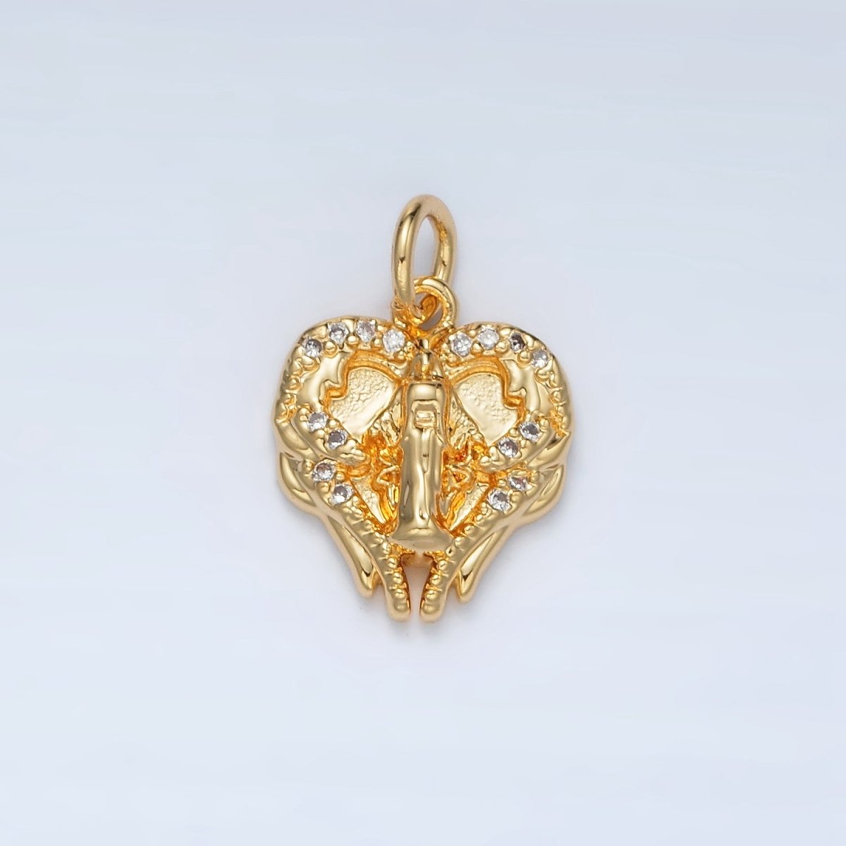 24K Gold plated Cubic Zirconia Molten Heart Charm | M - 854 - DLUXCA