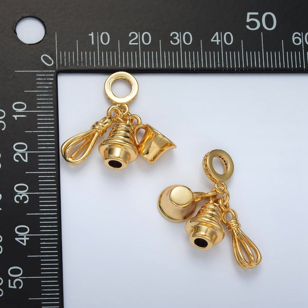 24K Gold plated Cupcake Baking Micro Paved CZ Rhondelle Bail Drop Pendant | AC090 - DLUXCA