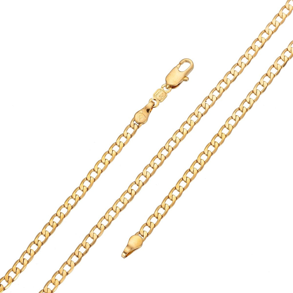 24K Gold plated Curb Chain Necklace, 19.5 inch Finished Necklace For Jewelry Making, Dainty 2.6mm Curb Necklace w/ Lobster Clasps | CN-292 Clearance Pricing - DLUXCA