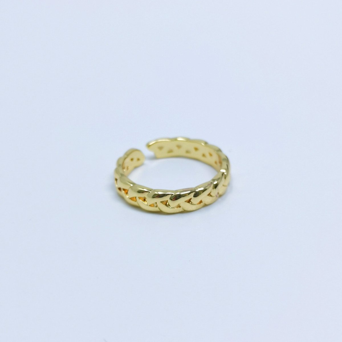 24K Gold plated Curb Chain Ring, Statement Ring, Chunky Link Chain Ring, Stackable Ring Thick Gold Ring Open Gold Ring gift for her R-232 - DLUXCA
