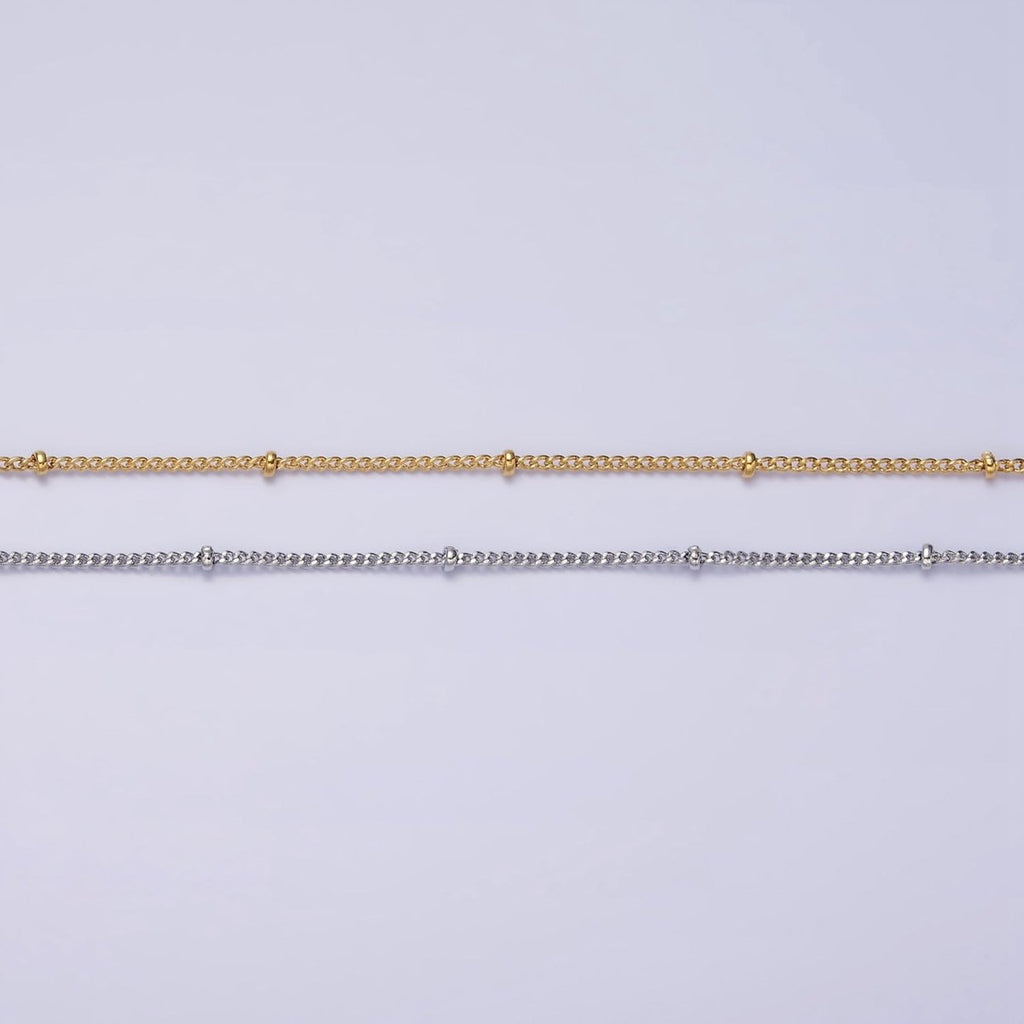 OS 24K Gold plated Curb Chain With Gold Beads For Wholesale Necklace Dainty Satellite Chain Jewelry Making Supplies | WA-1845 WA-1846 Clearance Pricing