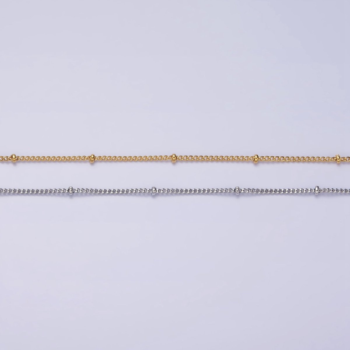 OS 24K Gold plated Curb Chain With Gold Beads For Wholesale Necklace Dainty Satellite Chain Jewelry Making Supplies | WA-1845 WA-1846 Clearance Pricing