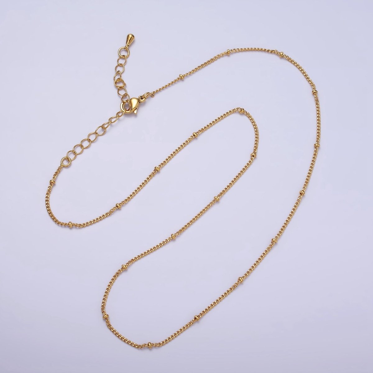 OS 24K Gold plated Curb Chain With Gold Beads For Wholesale Necklace Dainty Satellite Chain Jewelry Making Supplies | WA-1845 WA-1846 Clearance Pricing