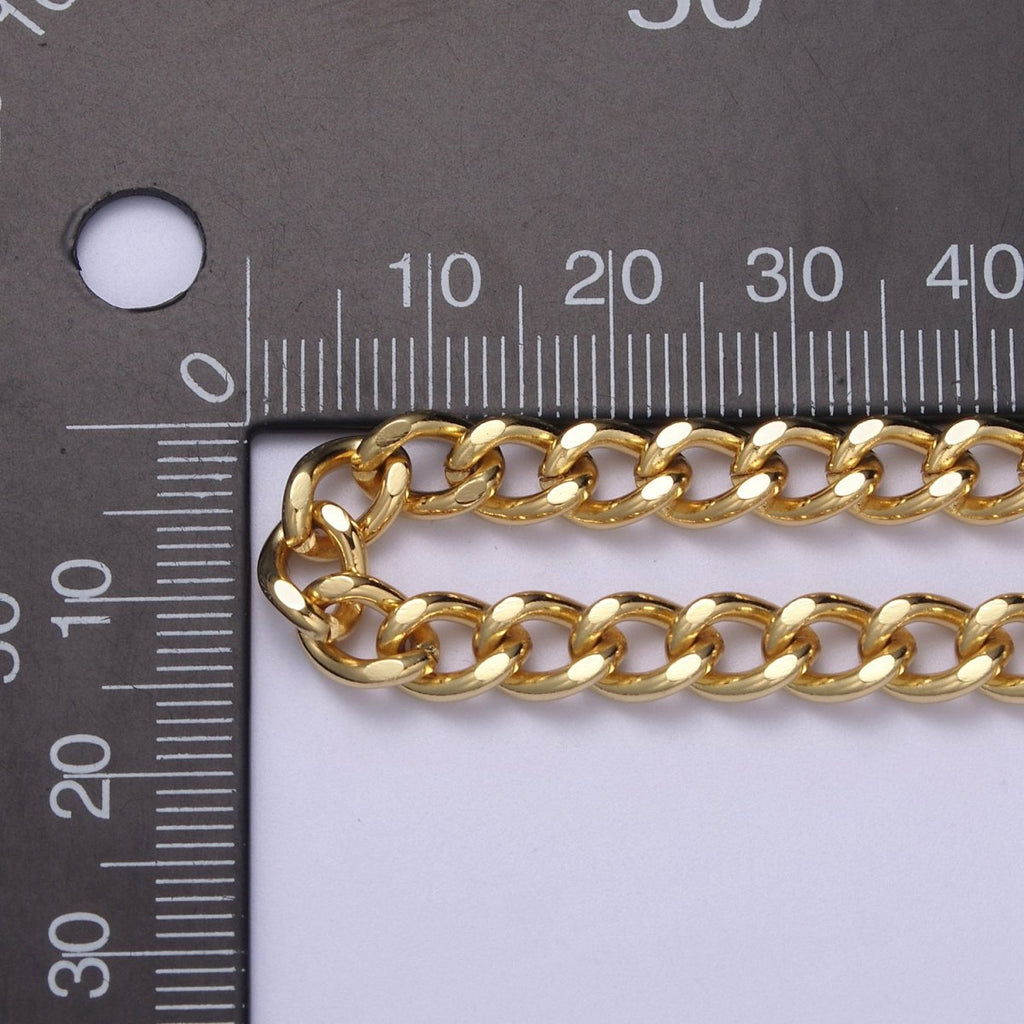 24K Gold plated Curb Unfinished Chain, 6mm Figaro Curb Chain For Necklace Making, Jewelry Supply Component | ROLL-651 Clearance Pricing - DLUXCA