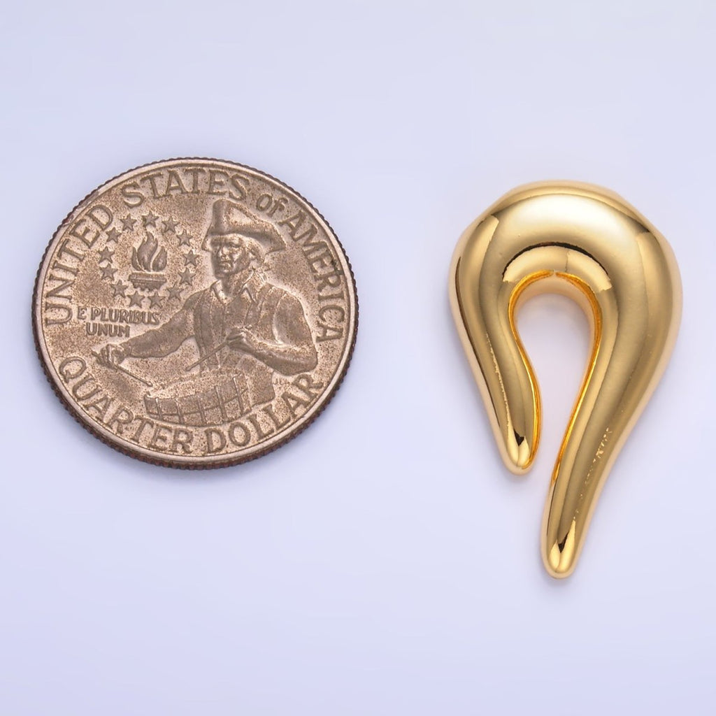 24K Gold plated Curve Horn Slide Charm | W821 - DLUXCA