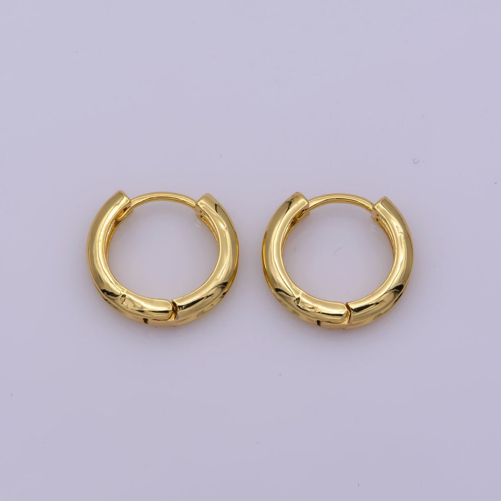 24K Gold plated Curved 16.2mm Huggie Hoop Geometric Earrings | Leo-569 - DLUXCA