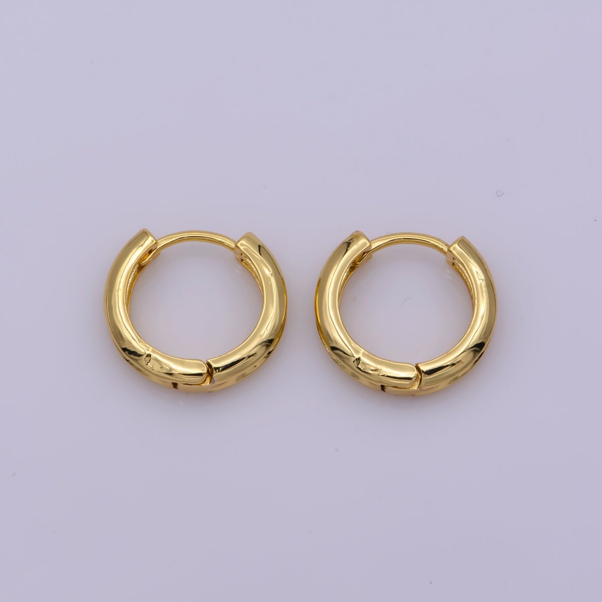 24K Gold plated Curved 16.2mm Huggie Hoop Geometric Earrings | Leo-569 - DLUXCA