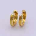 24K Gold plated Curved 16.2mm Huggie Hoop Geometric Earrings | Leo-569 - DLUXCA