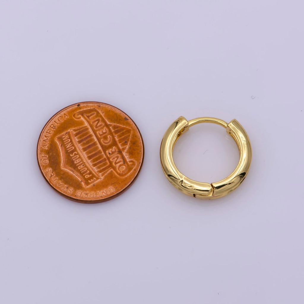 24K Gold plated Curved 16.2mm Huggie Hoop Geometric Earrings | Leo-569 - DLUXCA