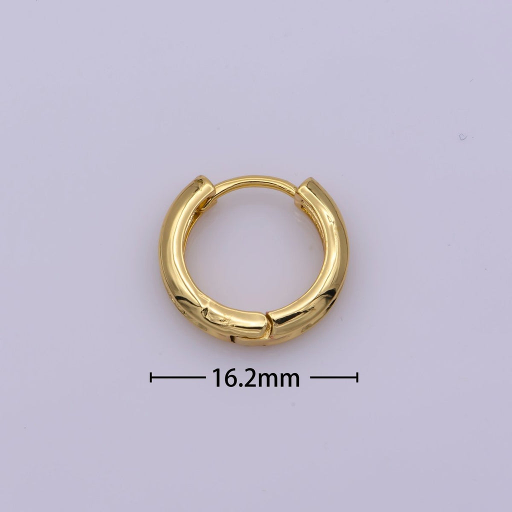 24K Gold plated Curved 16.2mm Huggie Hoop Geometric Earrings | Leo-569 - DLUXCA