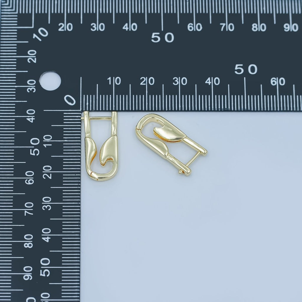24K Gold plated Curved Geometric Oblong Hoop Earrings | AE834 