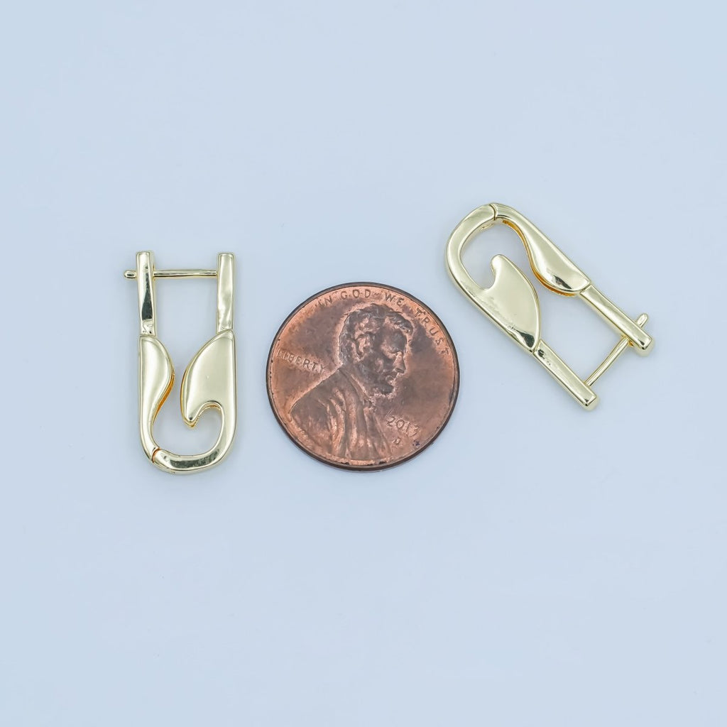 24K Gold plated Curved Geometric Oblong Hoop Earrings | AE834 
