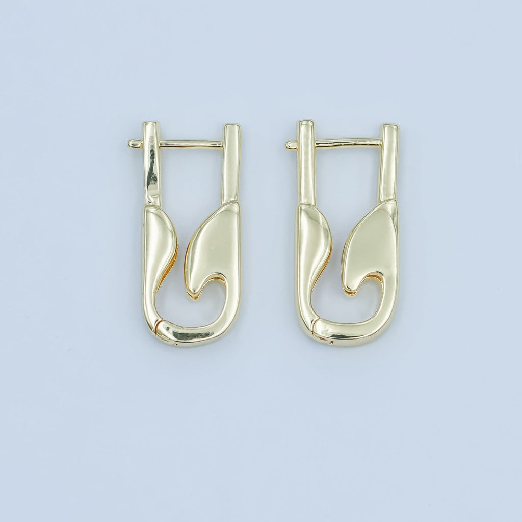 24K Gold plated Curved Geometric Oblong Hoop Earrings | AE834 