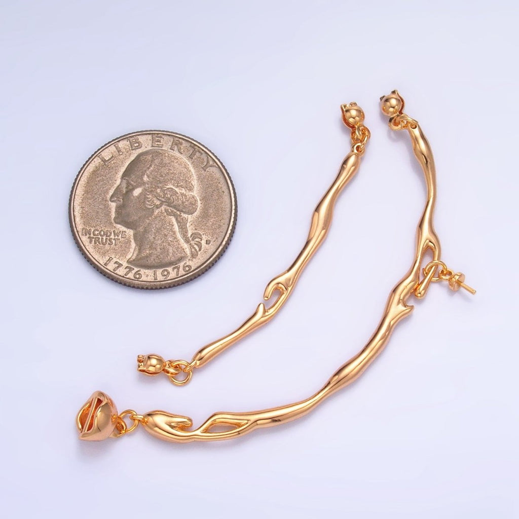 24K Gold plated Curved Molten Drip Needle Drop Connector Findings Set in Gold & Silver | Z776 - DLUXCA