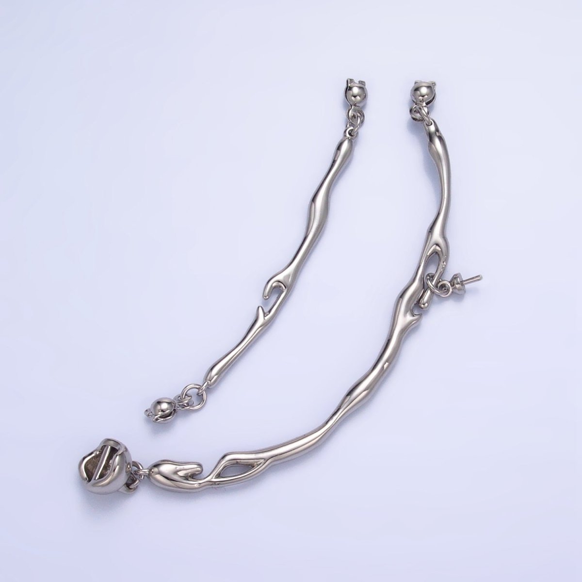 24K Gold plated Curved Molten Drip Needle Drop Connector Findings Set in Gold & Silver | Z776 - DLUXCA