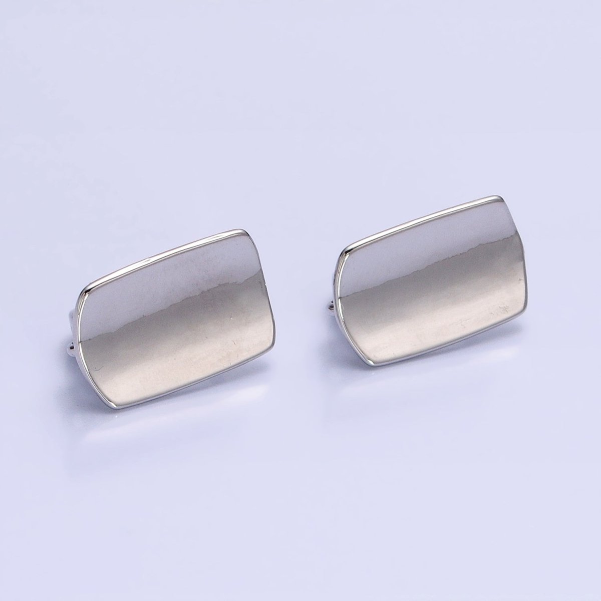 24K Gold plated Curved Oblong Rectangular Open Loop English Lock Earrings Supply in Silver & Gold | Z-198 Z-333 - DLUXCA