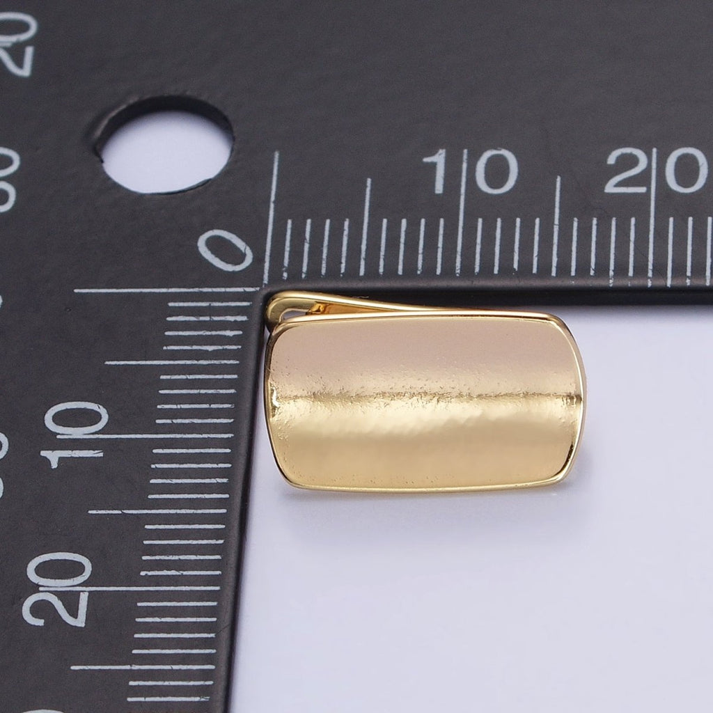 24K Gold plated Curved Oblong Rectangular Open Loop English Lock Earrings Supply in Silver & Gold | Z-198 Z-333 - DLUXCA