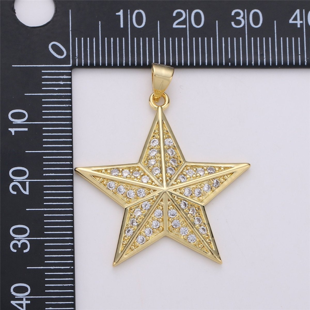 24K Gold plated Cute Celestial Star Pendant with Micro Pave Cubic Zirconia CZ Stone for Necklace or Bracelet I-575 - DLUXCA