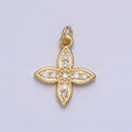 24K Gold plated CZ 20mm Four-Leaf Petal Flower Micro Paved Mini Add-On Charm | AC588 - DLUXCA