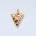 24K Gold plated CZ Abstract Multi Colored Triangle Charm | D - 805 - DLUXCA