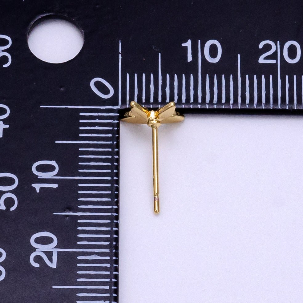 24K Gold plated CZ Artisan Butterfly Insect Stud Earrings - DLUXCA