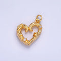 24K Gold plated CZ Artisan Heart Charm in Gold & Silver | W372