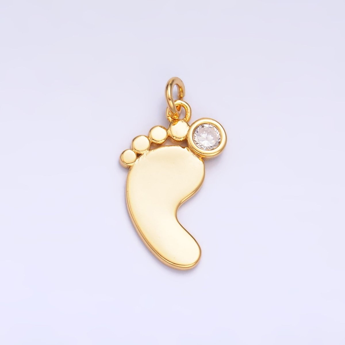 24K Gold plated CZ Baby Feet Charm in Gold & Silver | W791 - DLUXCA