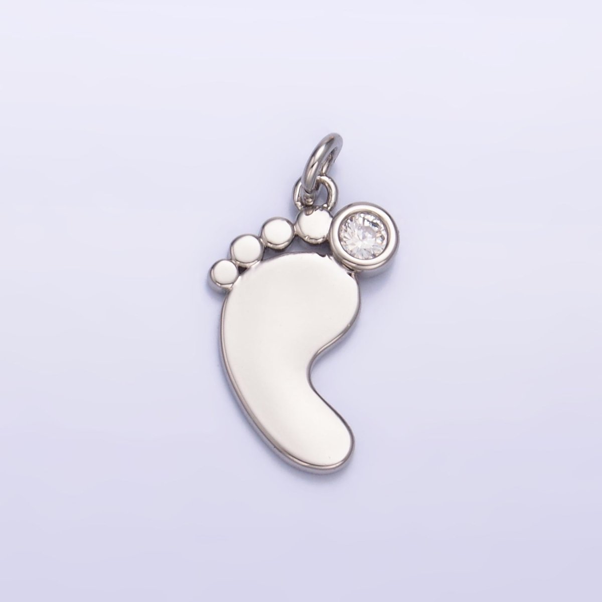 24K Gold plated CZ Baby Feet Charm in Gold & Silver | W791 - DLUXCA