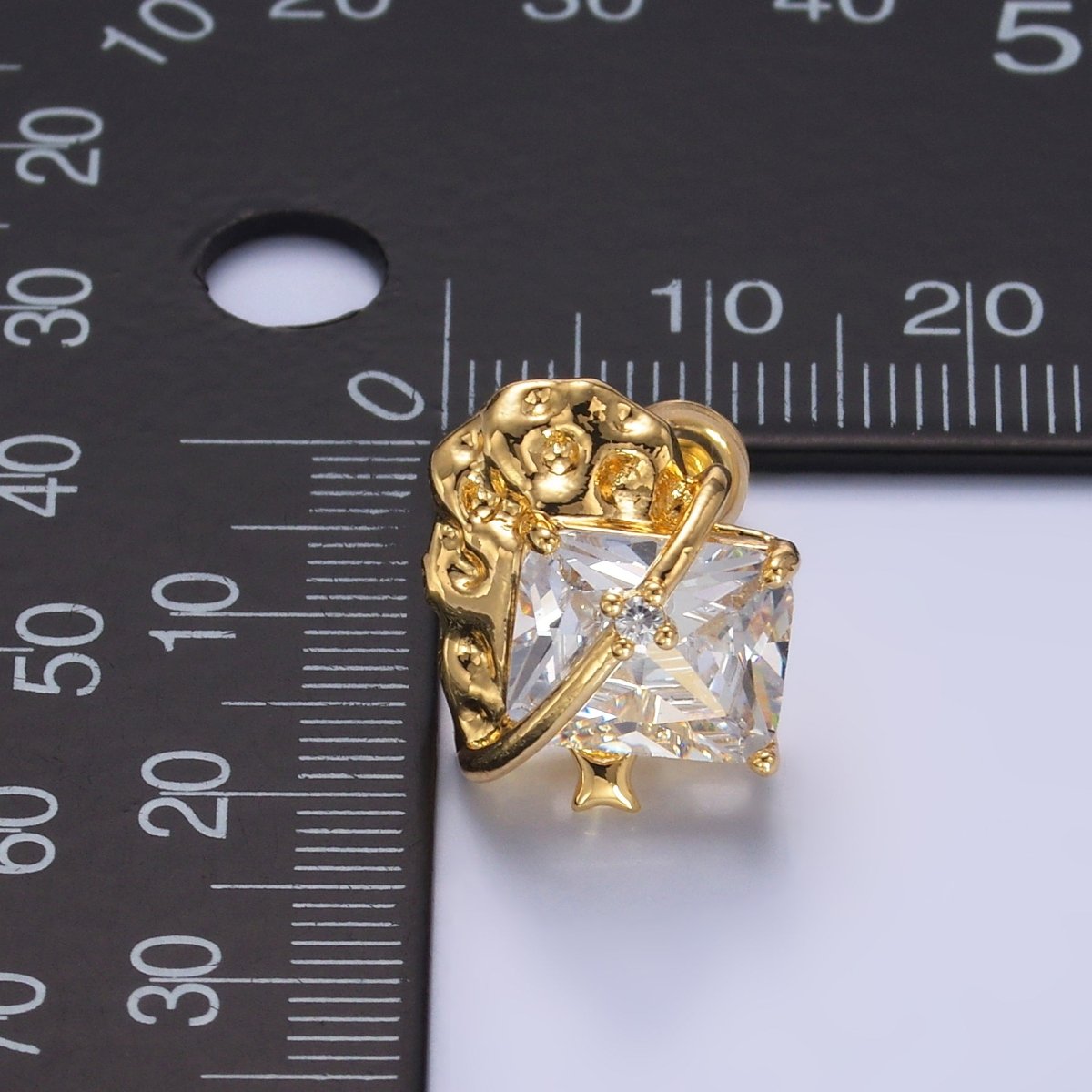 24K Gold plated CZ Baguette Star Galaxy Celestial Stud Earrings | AB733 
