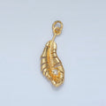 24K Gold plated CZ Banana Leaf Nature Charm in Gold & Silver | E383