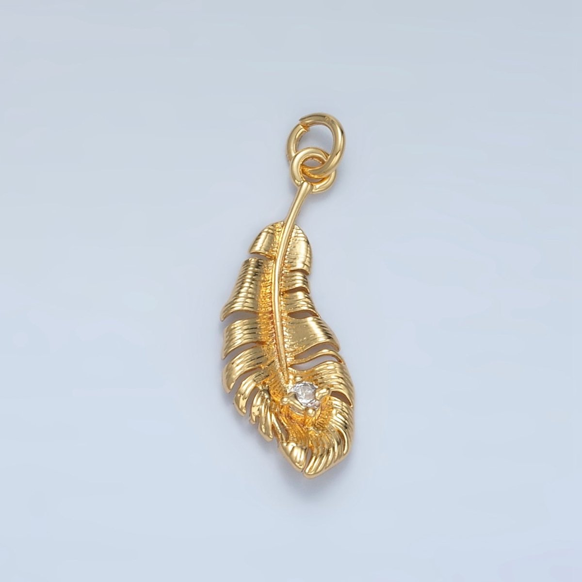 24K Gold plated CZ Banana Leaf Nature Charm in Gold & Silver | E383